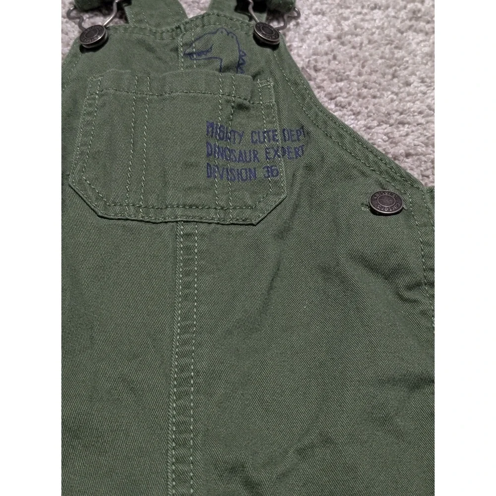 Carters‎ Baby Boy Olive Green Dinosaur Canvas Bib Overalls 6 Months